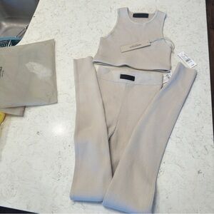 NWT Fear of God Beige Ribbed Leggings and Top Set